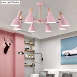 Kids Metal Chandelier: Rotatable Bottle Shape Light In Pink For Nursing Room