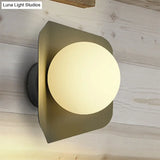 Kids Metal Glass Wall Sconce With Orb Shade: Candy Color Lighting For Child Bedroom
