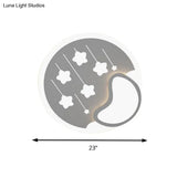Kids Meteor Shower Ceiling Light: Acrylic White Led Lamp For Kindergarten Foyer