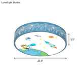 Kids Meteor Shower Rocket Pattern Ceiling Lamp - Blue Led Flush Mount Light