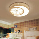 Kids’ Moon And Flower Acrylic Art Deco Flush Mount Ceiling Light For Children’s Room White /