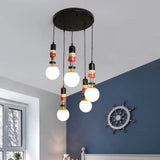 Kids Multi-Light Pendant With Cream Glass Sphere Shade & Decorative Figurine Bedroom Ceiling Light 5
