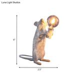 Kids Resin Mouse Night Light - Whimsical Bedside Table Lamp With 1 White Bulb