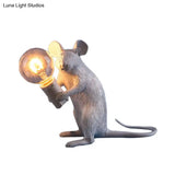 Kids Resin Mouse Night Light - Whimsical Bedside Table Lamp With 1 White Bulb