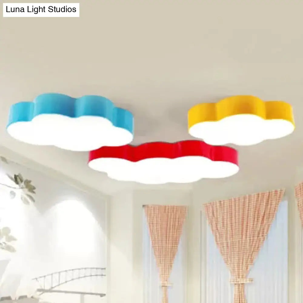 Kids Room Candy Colored Cloud Flush Ceiling Light - Cartoon Acrylic Lamp