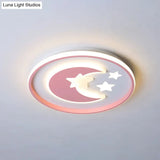 Kids Room Led Flushmount Lighting: Cartoon Moon And Star Acrylic Ceiling Light In Pink/Blue