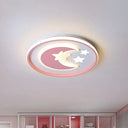 Kids Room Led Flushmount Lighting: Cartoon Moon And Star Acrylic Ceiling Light In Pink/Blue Pink