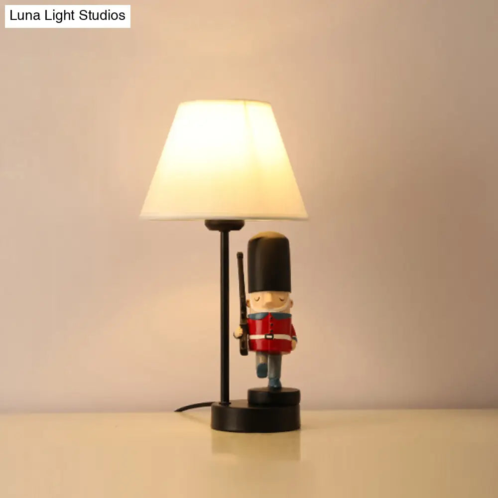 Kids Soldier Bedside Lamp: Resin Nightstand With Shade Table Lighting (1 Bulb)