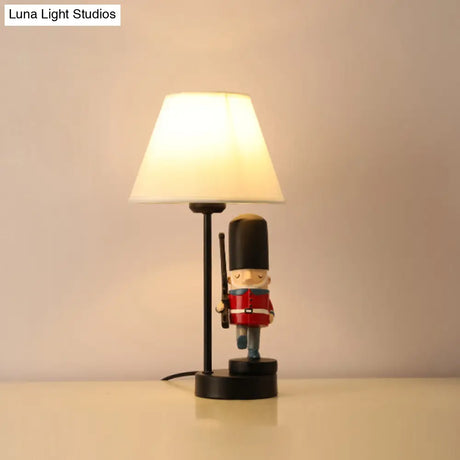 Kids Soldier Bedside Lamp: Resin Nightstand With Shade Table Lighting (1 Bulb)