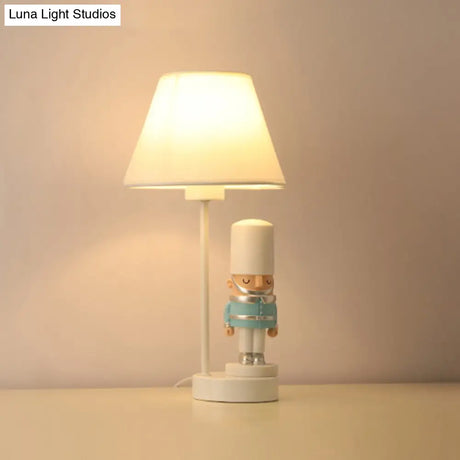 Kids Soldier Bedside Lamp: Resin Nightstand With Shade Table Lighting (1 Bulb)