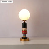 Kids Soldier Bedside Lamp: Resin Nightstand With Shade Table Lighting (1 Bulb)