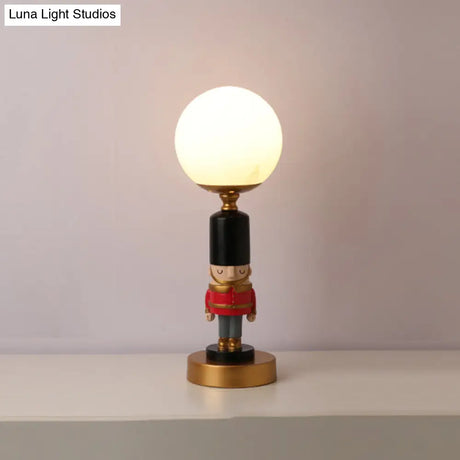 Kids Soldier Bedside Lamp: Resin Nightstand With Shade Table Lighting (1 Bulb)