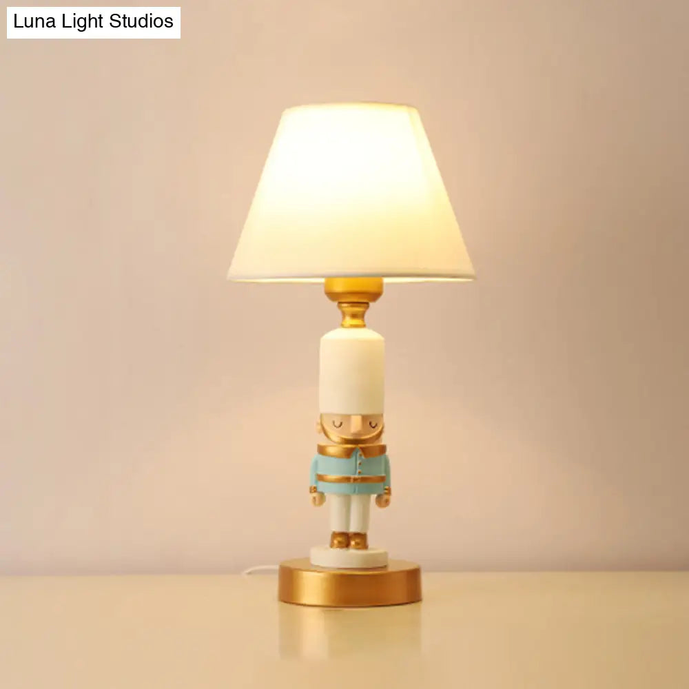 Kids Soldier Bedside Lamp: Resin Nightstand With Shade Table Lighting (1 Bulb)