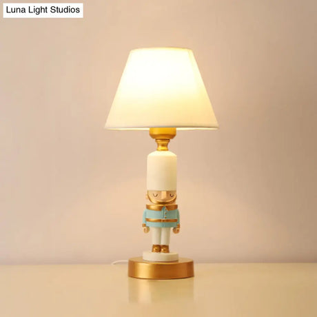Kids Soldier Bedside Lamp: Resin Nightstand With Shade Table Lighting (1 Bulb)