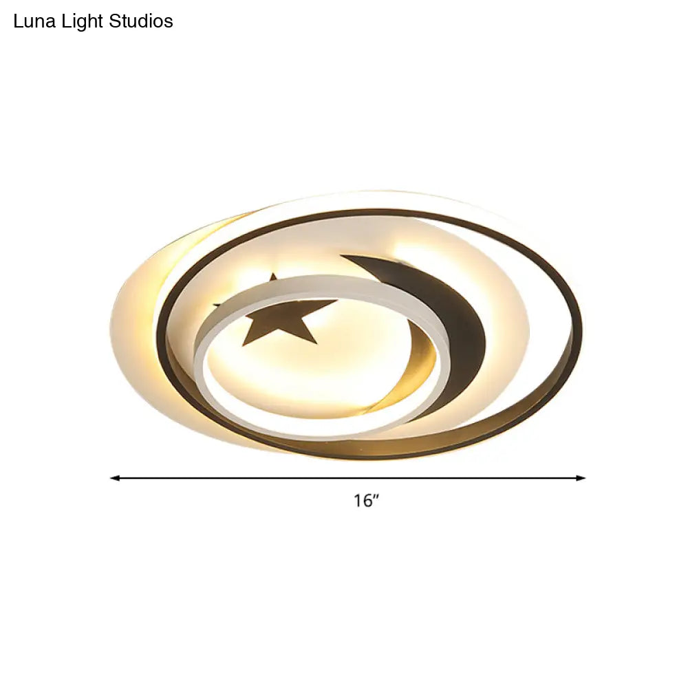 Kids Star Crescent Led Flush Mount Ceiling Light Fixture For Balcony
