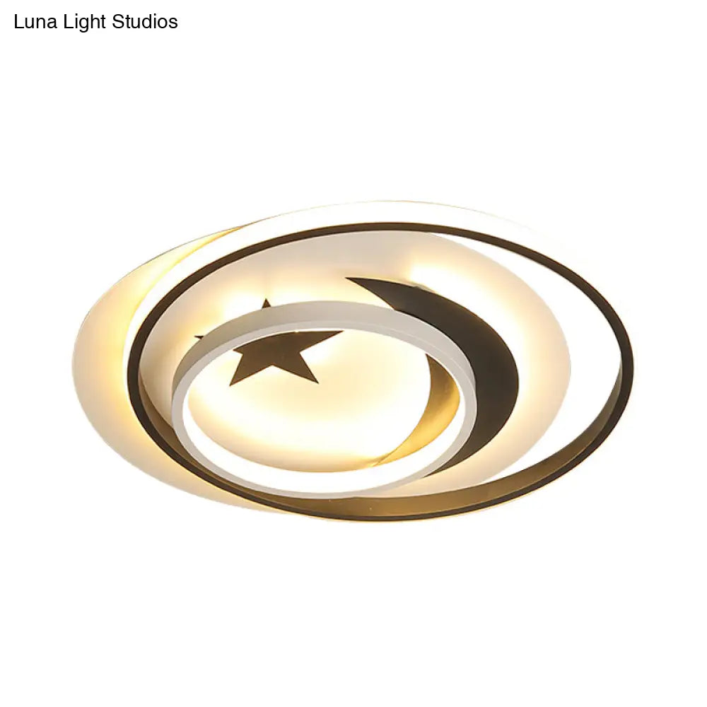Kids Star Crescent Led Flush Mount Ceiling Light Fixture For Balcony