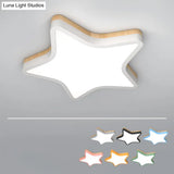 Kids Star Led Ceiling Lamp In Yellow - White - Acrylic Flush Mount Fixture For Bedrooms