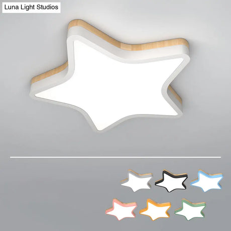Kids Star Led Ceiling Lamp In Yellow - White - Acrylic Flush Mount Fixture For Bedrooms