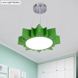 Kids Style Led Chandelier Light For Hallway - Sun Ceiling Hang Fixture In Acrylic Yellow/Blue/Green