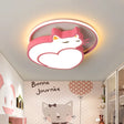 Kids Style Pink Cat - Shaped Ceiling Flushmount Light With Acrylic Led Bedroom Lighting In