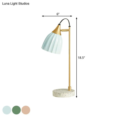 Kids Style Porcelain Dome Desk Lamp 1 Light Night Lighting With Adjustable Joint In Pink/Blue/Green