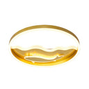 Kids Style Super Thin Led Flush - Mount Ceiling Light With Fish/Apple Pattern In Gold - Acrylic