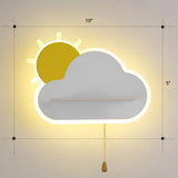 Kids Sunrise Wall Lamp: Colorful Acrylic Led Sconce Light For Bedroom With Pull Chain Switch White /