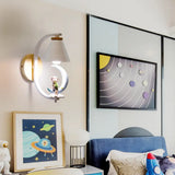 Kids Tapered Wall Lighting With Decorative Figurine In Metallic White / A