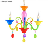 Kids Teardrop Crystal Chandelier - Fun & Colorful Candle Suspension Light For Game Room