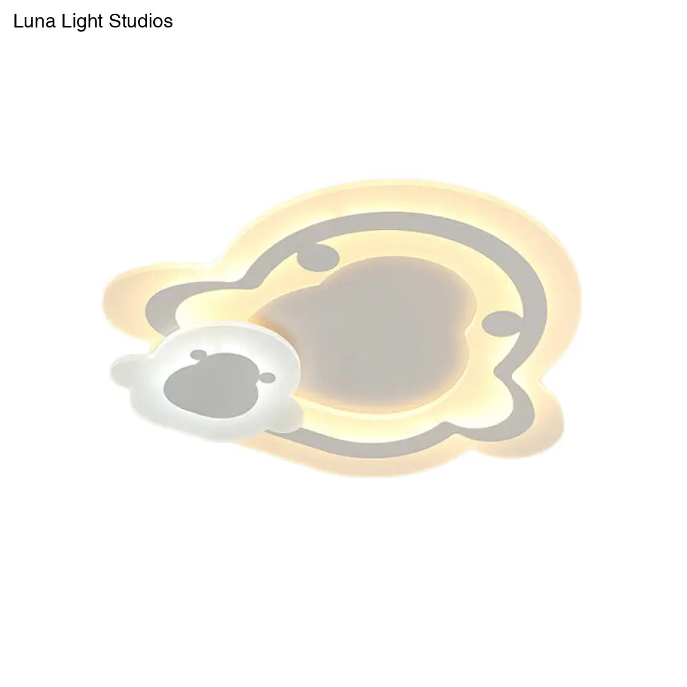 Kids Ultrathin White Penguin Led Ceiling Lamp With Warm Inner And Outer Light