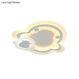 Kids Ultrathin White Penguin Led Ceiling Lamp With Warm Inner And Outer Light