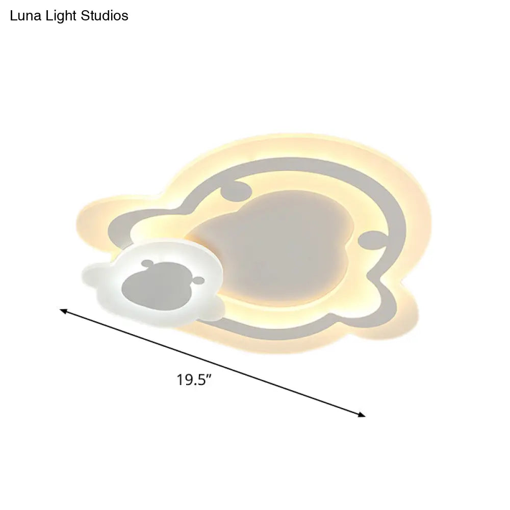 Kids Ultrathin White Penguin Led Ceiling Lamp With Warm Inner And Outer Light