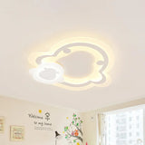 Kids Ultrathin White Penguin Led Ceiling Lamp With Warm Inner And Outer Light /