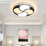 Kid’s Windmill Flush Mount Light: Acrylic Led Ceiling Lamp For Nursing Room In Black & White