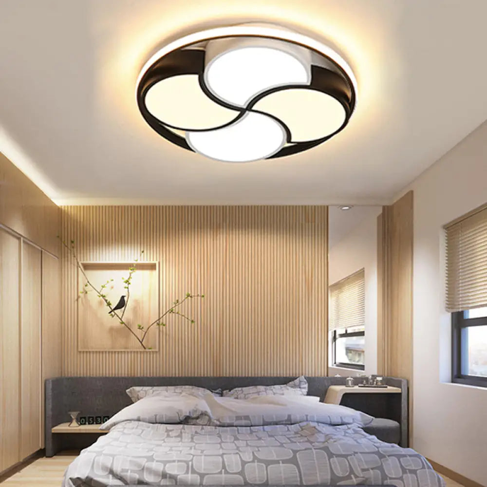 Kid’s Windmill Flush Mount Light: Acrylic Led Ceiling Lamp For Nursing Room In Black & White