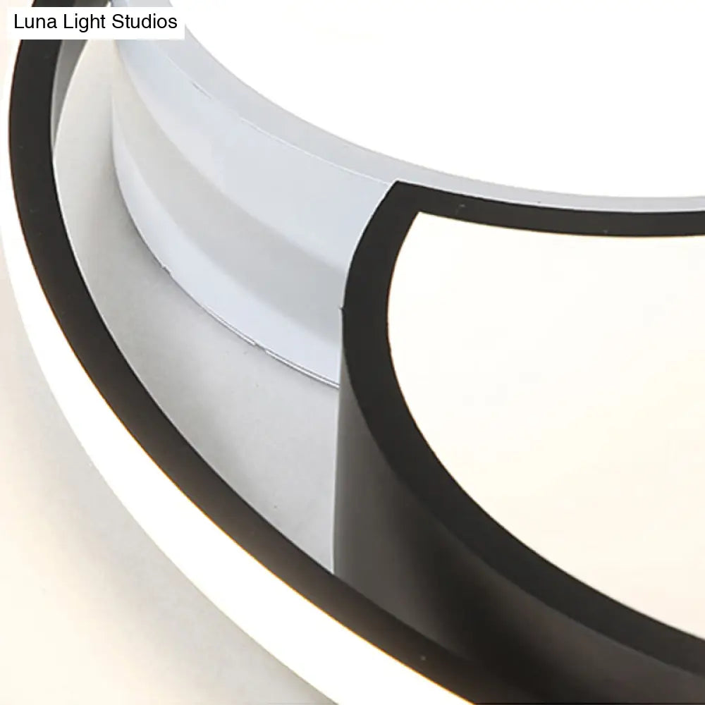 Kid’s Windmill Flush Mount Light: Acrylic Led Ceiling Lamp For Nursing Room In Black & White