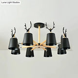 Kindergarten Animal Chandelier: Trapezoid Shade With Antlers Metal Hanging Light