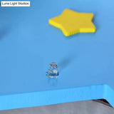 Kindergarten Ceiling Light: Cartoon Wood Flush Mount Propeller Plane Fixture - Blue (3 Bulbs)