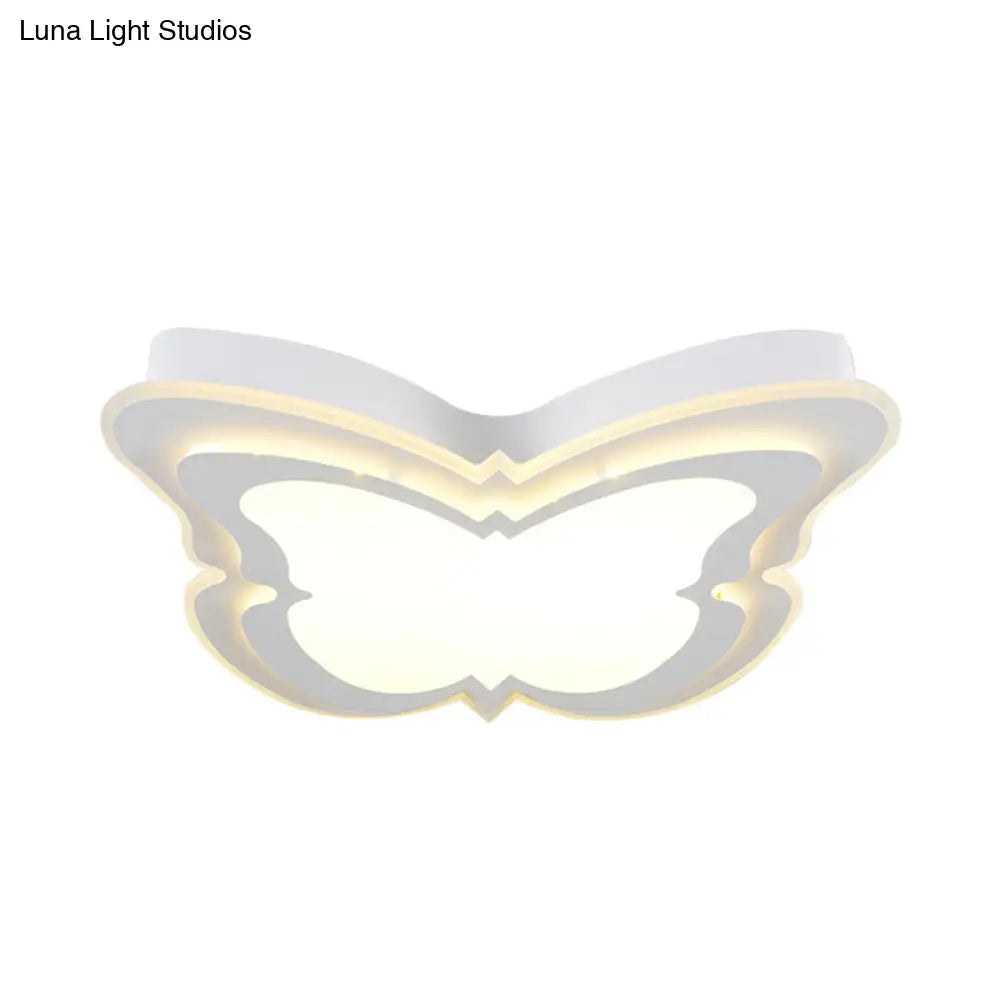 Kindergarten Ceiling Light Fixture: Cartoon Flush Mount With Butterfly Acrylic Design