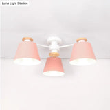 Kindergarten Foyer Chandelier: Bucket Shade Multi-Head Metal Hanging Light