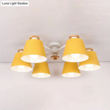 Kindergarten Foyer Chandelier: Bucket Shade Multi-Head Metal Hanging Light