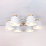 Kindergarten Foyer Chandelier: Bucket Shade Multi-Head Metal Hanging Light 6 / White