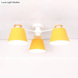 Kindergarten Foyer Chandelier: Bucket Shade Multi-Head Metal Hanging Light