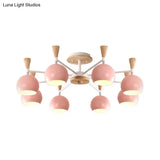 Kindergarten Metal Hanging Chandelier - Pastel Circle Design 8 Bulbs Included