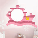 Kindergarten Nautical Ceiling Lamp - Wood Steamship Flush Mount Light Pink