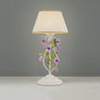 Korean Flower 1-Head Nightstand Lamp With White Fabric Shade For Bedroom