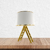 Ladder Shape Led Gold Nightstand Lamp With Modern Metal Base White/Black Fabric Shade White