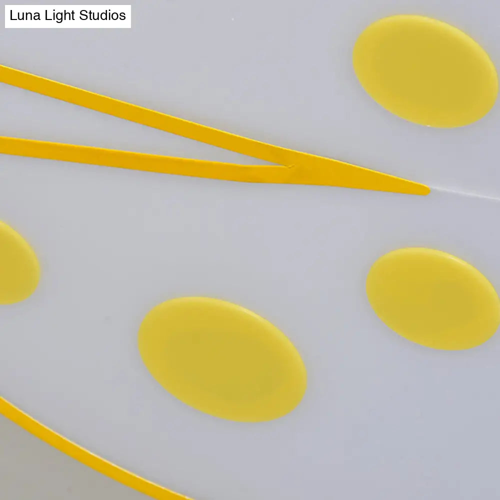 Ladybug Cartoon Ceiling Light: Acrylic & Metal Mount For Kindergarten
