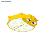 Ladybug Cartoon Ceiling Light: Acrylic & Metal Mount For Kindergarten