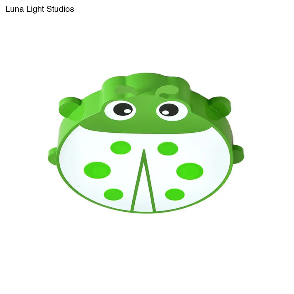 Ladybug Cartoon Ceiling Light: Acrylic & Metal Mount For Kindergarten